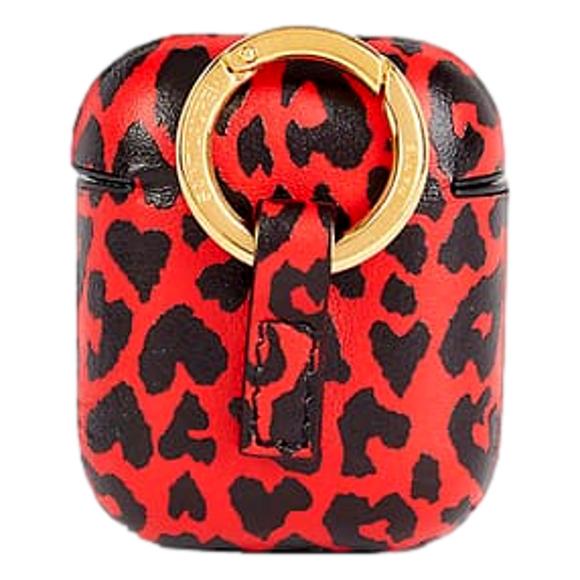 Saint Laurent Leopard Print Black and Red Leather Airpods - Picture 5 of 5
